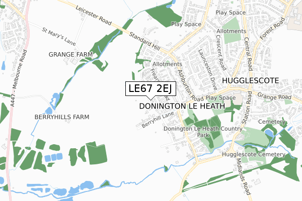 LE67 2EJ map - small scale - OS Open Zoomstack (Ordnance Survey)