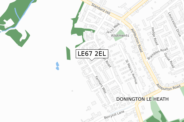 LE67 2EL map - large scale - OS Open Zoomstack (Ordnance Survey)