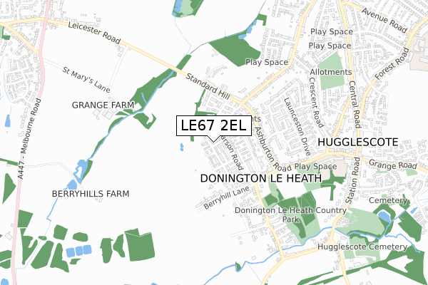 LE67 2EL map - small scale - OS Open Zoomstack (Ordnance Survey)