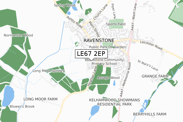 LE67 2EP map - small scale - OS Open Zoomstack (Ordnance Survey)