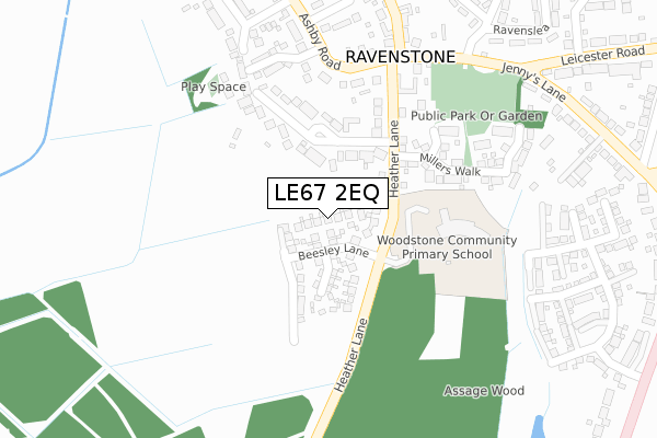 LE67 2EQ map - large scale - OS Open Zoomstack (Ordnance Survey)