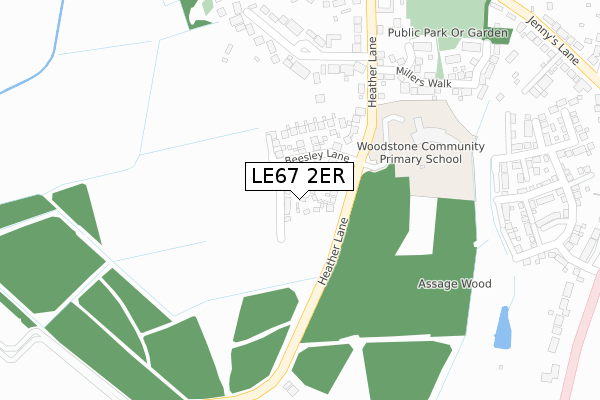 LE67 2ER map - large scale - OS Open Zoomstack (Ordnance Survey)