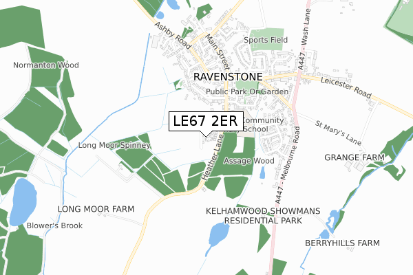 LE67 2ER map - small scale - OS Open Zoomstack (Ordnance Survey)