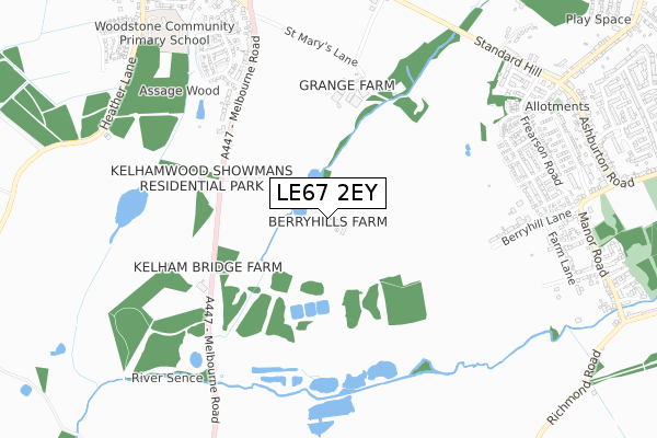 LE67 2EY map - small scale - OS Open Zoomstack (Ordnance Survey)