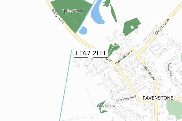 LE67 2HH map - large scale - OS Open Zoomstack (Ordnance Survey)