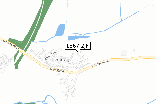 LE67 2JF map - large scale - OS Open Zoomstack (Ordnance Survey)