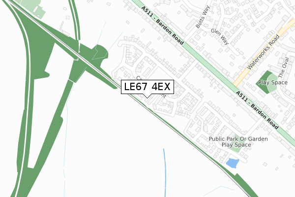 LE67 4EX map - large scale - OS Open Zoomstack (Ordnance Survey)