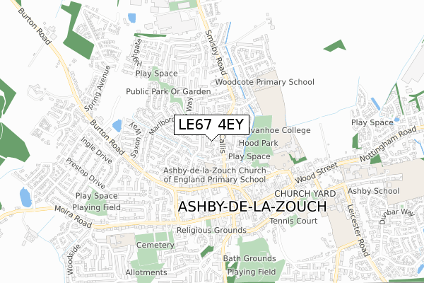 LE67 4EY map - small scale - OS Open Zoomstack (Ordnance Survey)