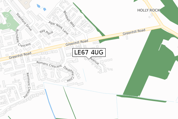 LE67 4UG map - large scale - OS Open Zoomstack (Ordnance Survey)