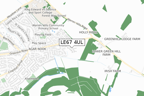 LE67 4UL map - small scale - OS Open Zoomstack (Ordnance Survey)