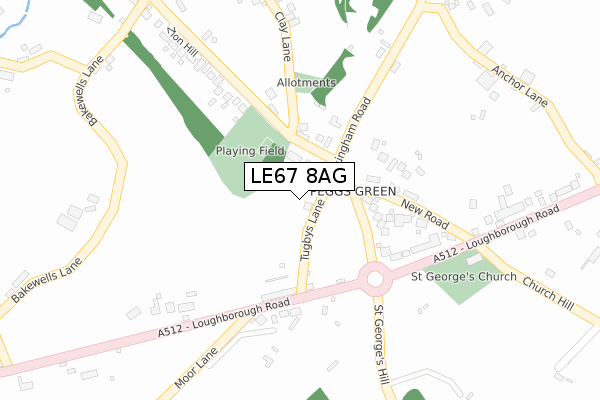 LE67 8AG map - large scale - OS Open Zoomstack (Ordnance Survey)