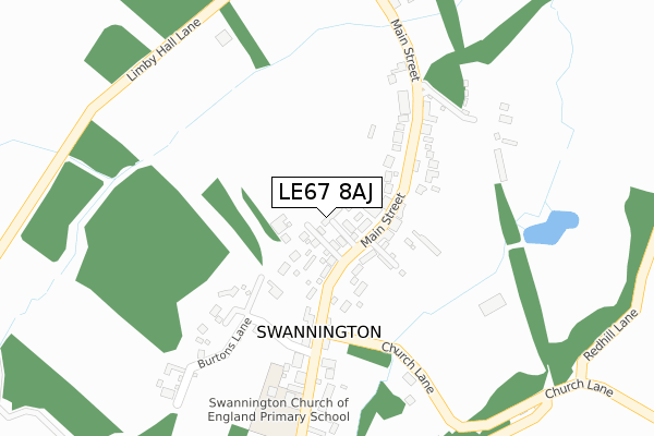 LE67 8AJ map - large scale - OS Open Zoomstack (Ordnance Survey)