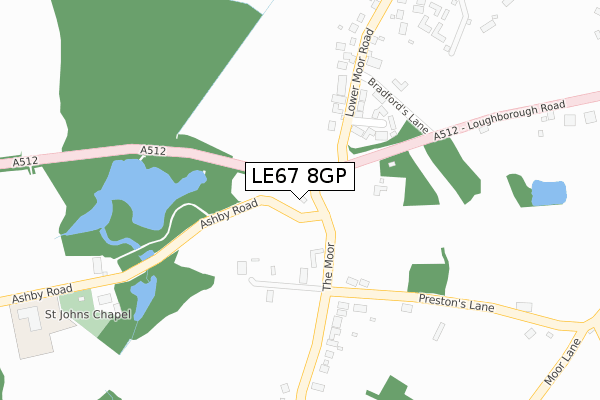 LE67 8GP map - large scale - OS Open Zoomstack (Ordnance Survey)