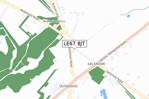 LE67 8JT map - large scale - OS Open Zoomstack (Ordnance Survey)