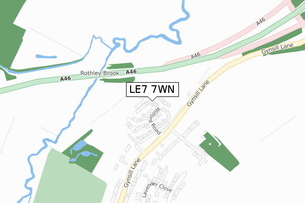 LE7 7WN map - large scale - OS Open Zoomstack (Ordnance Survey)