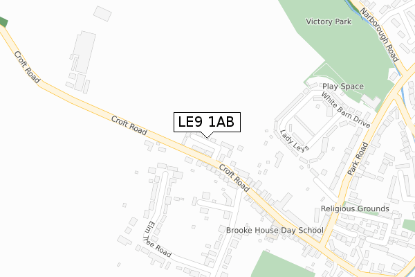 LE9 1AB map - large scale - OS Open Zoomstack (Ordnance Survey)