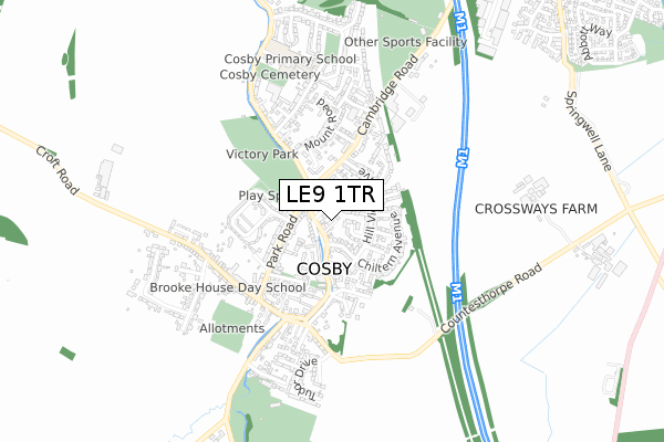 LE9 1TR map - small scale - OS Open Zoomstack (Ordnance Survey)