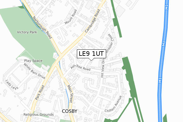 LE9 1UT map - large scale - OS Open Zoomstack (Ordnance Survey)