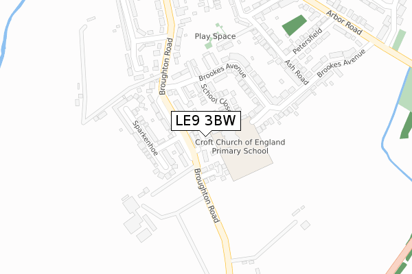 LE9 3BW map - large scale - OS Open Zoomstack (Ordnance Survey)