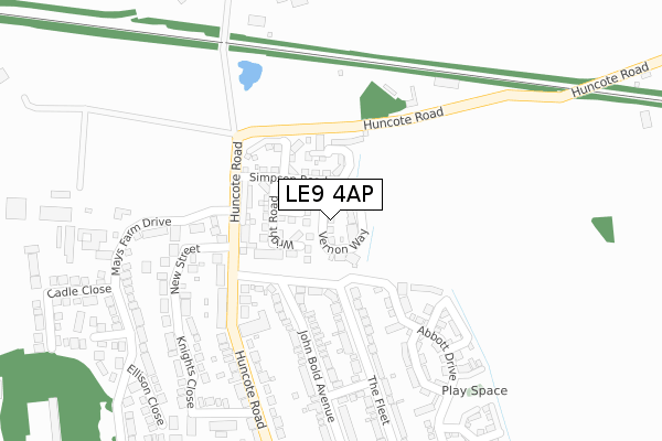 LE9 4AP map - large scale - OS Open Zoomstack (Ordnance Survey)