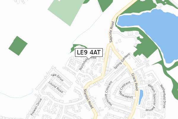 LE9 4AT map - large scale - OS Open Zoomstack (Ordnance Survey)