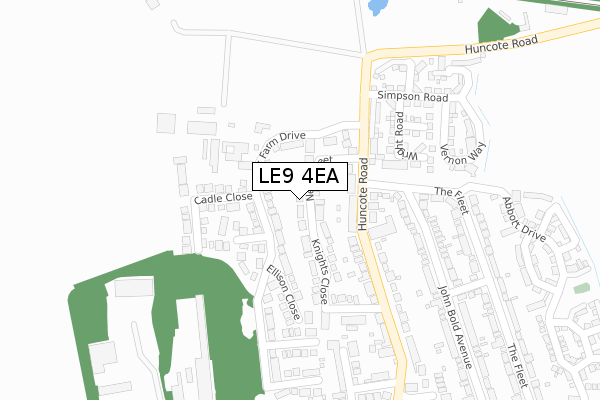 LE9 4EA map - large scale - OS Open Zoomstack (Ordnance Survey)