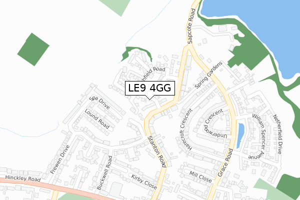 LE9 4GG map - large scale - OS Open Zoomstack (Ordnance Survey)