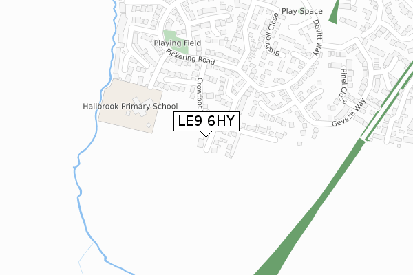 LE9 6HY map - large scale - OS Open Zoomstack (Ordnance Survey)