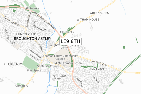 LE9 6TH map - small scale - OS Open Zoomstack (Ordnance Survey)