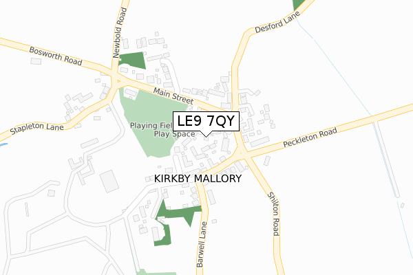 LE9 7QY map - large scale - OS Open Zoomstack (Ordnance Survey)