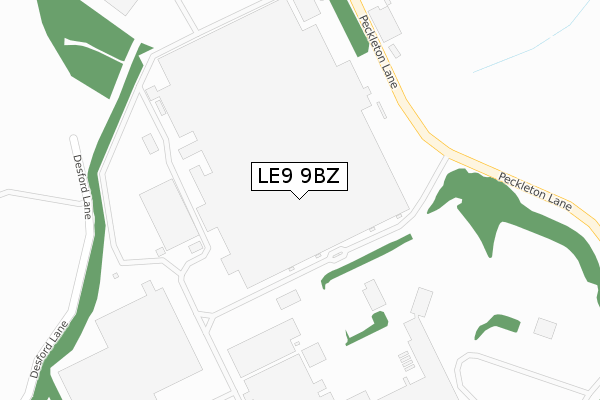 LE9 9BZ map - large scale - OS Open Zoomstack (Ordnance Survey)