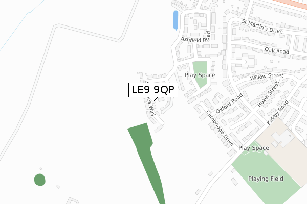 LE9 9QP map - large scale - OS Open Zoomstack (Ordnance Survey)