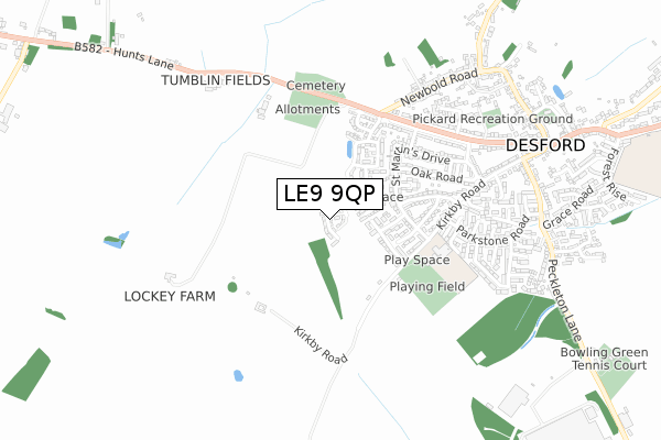 LE9 9QP map - small scale - OS Open Zoomstack (Ordnance Survey)