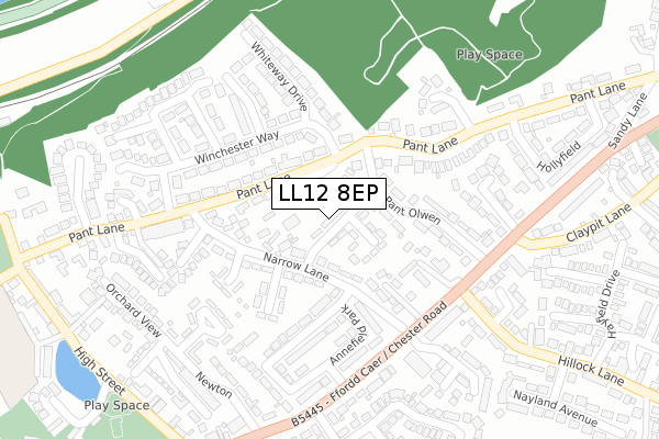 LL12 8EP map - large scale - OS Open Zoomstack (Ordnance Survey)