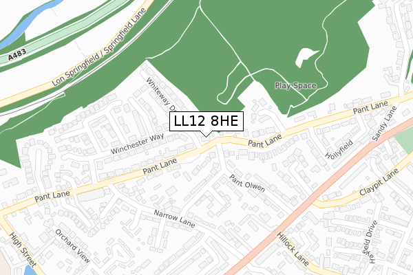 LL12 8HE map - large scale - OS Open Zoomstack (Ordnance Survey)