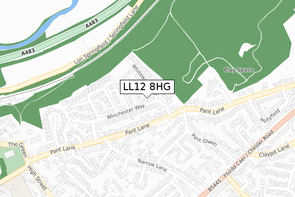 LL12 8HG map - large scale - OS Open Zoomstack (Ordnance Survey)