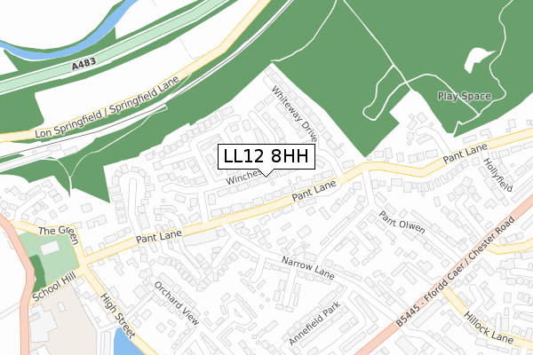 LL12 8HH map - large scale - OS Open Zoomstack (Ordnance Survey)