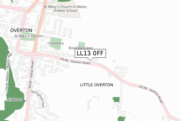 LL13 0FF map - large scale - OS Open Zoomstack (Ordnance Survey)