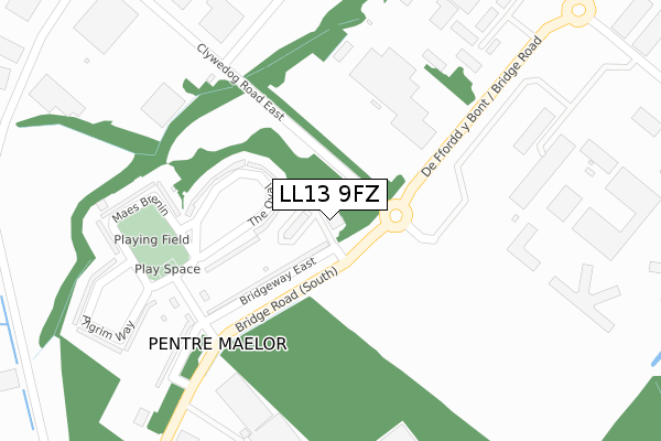 LL13 9FZ map - large scale - OS Open Zoomstack (Ordnance Survey)