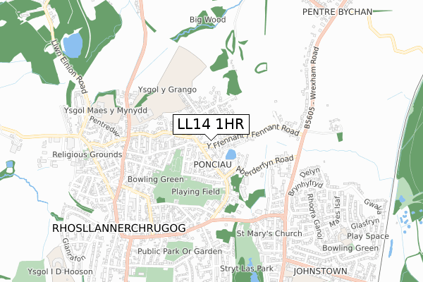 LL14 1HR map - small scale - OS Open Zoomstack (Ordnance Survey)