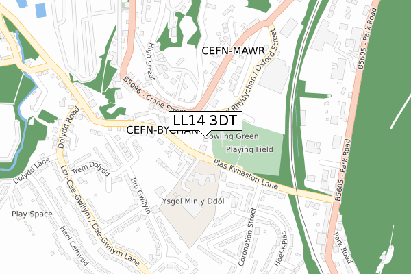 LL14 3DT map - large scale - OS Open Zoomstack (Ordnance Survey)