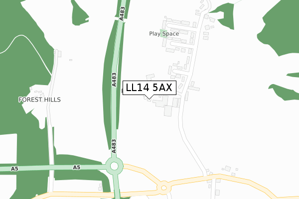 LL14 5AX map - large scale - OS Open Zoomstack (Ordnance Survey)