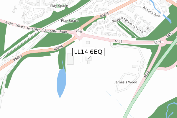 LL14 6EQ map - large scale - OS Open Zoomstack (Ordnance Survey)