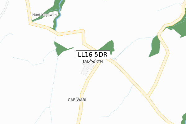 LL16 5DR map - large scale - OS Open Zoomstack (Ordnance Survey)