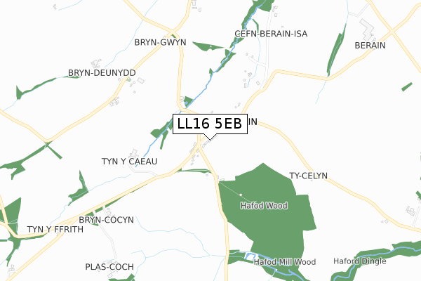 LL16 5EB map - small scale - OS Open Zoomstack (Ordnance Survey)