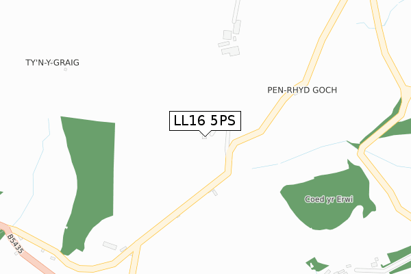 LL16 5PS map - large scale - OS Open Zoomstack (Ordnance Survey)