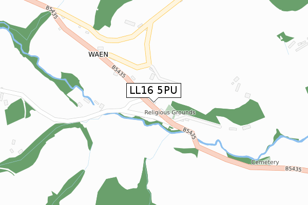 LL16 5PU map - large scale - OS Open Zoomstack (Ordnance Survey)