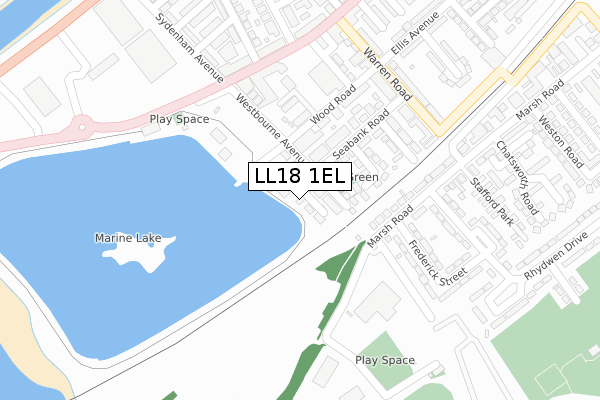 LL18 1EL map - large scale - OS Open Zoomstack (Ordnance Survey)