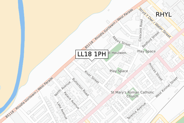 LL18 1PH map - large scale - OS Open Zoomstack (Ordnance Survey)