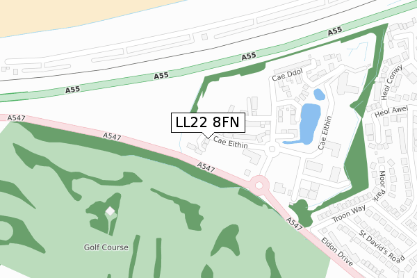 LL22 8FN map - large scale - OS Open Zoomstack (Ordnance Survey)